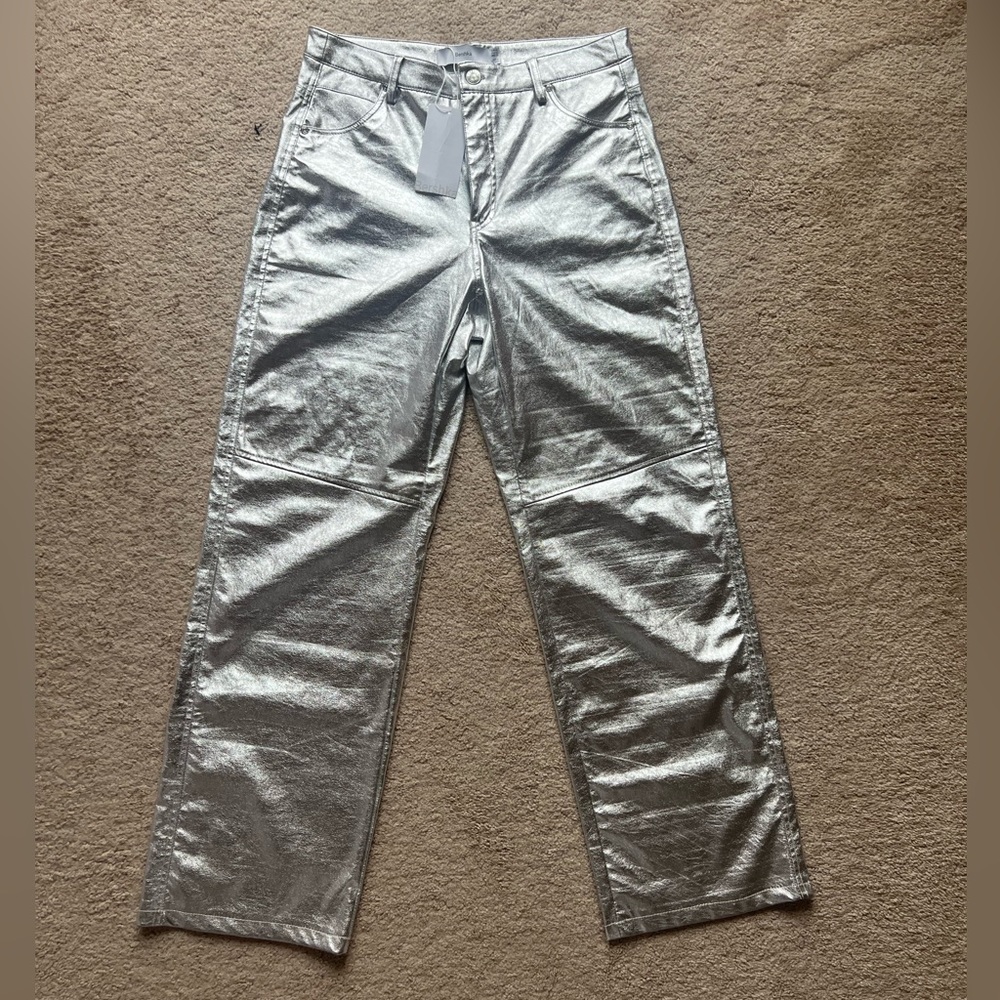 Bershka Metallic Silver Pants Jeans